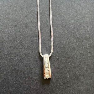 14k White Gold Diamond Pendant and Chain